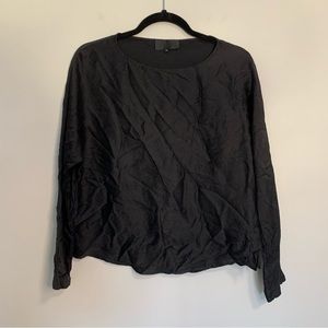 Nili Lotan Black Silk Long Sleeve Top XS